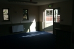The committee room leading out to the patio in spring sunshine